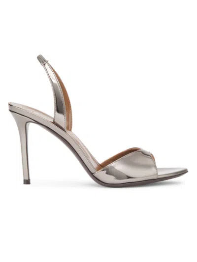 Giuseppe Zanotti Women's Clandestino 90mm Metallic Leather Slingback Sandals In Antracite