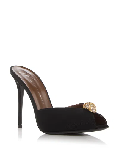 Giuseppe Zanotti Intriigo Cocktail 90 Embellished Faille Mules In Black