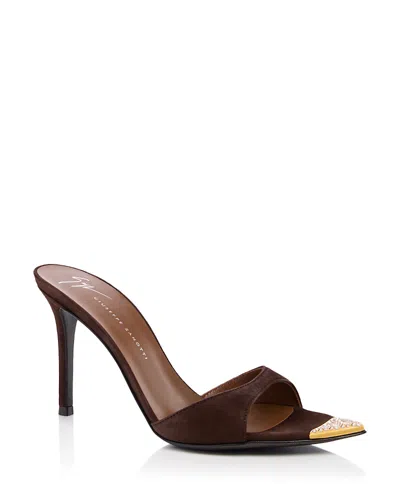 Giuseppe Zanotti Women's Intriigo Embellished Toe Slide Sandals In Brown