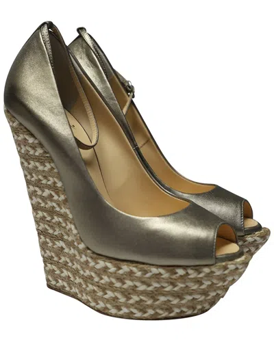 Pre-owned Giuseppe Zanotti Women's Leather Cumber 105 Wedge (authentic Pre-loved) In Gold