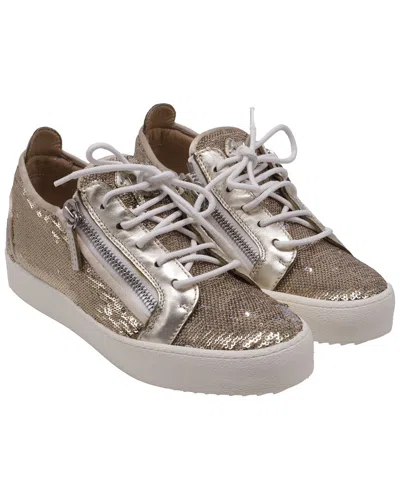 Pre-owned Giuseppe Zanotti Women's Leather Gail Sequined Sneaker (authentic Pre-loved) In Brown