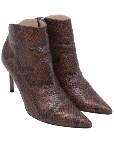 Pre-owned Giuseppe Zanotti Women's Leather Maskenada Brunette Snakeskin Ankle Boot  (authentic Pre-loved)