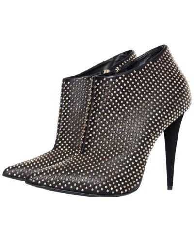 Pre-owned Giuseppe Zanotti Women's Leather Studded Bootie (authentic Pre-loved)