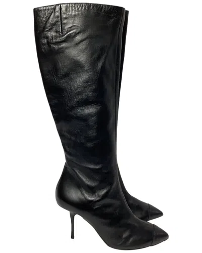 Giuseppe Zanotti Women's Leather Zipped Heeled Knee-high Boot (authentic Pre-  Loved) In Black