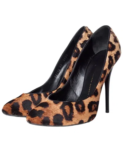 Pre-owned Giuseppe Zanotti Women's Patent Leather Leopard Pump (authentic Pre-loved) In Multi