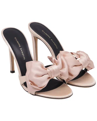 Pre-owned Giuseppe Zanotti Women's Satin And Suede Giuhanna Bow Slide Sandal Heel  (authentic Pre-loved)