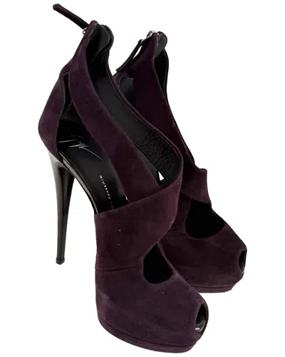 Pre-owned Giuseppe Zanotti Women's Suede Cross Strap Platform Pump (authentic Pre-loved)