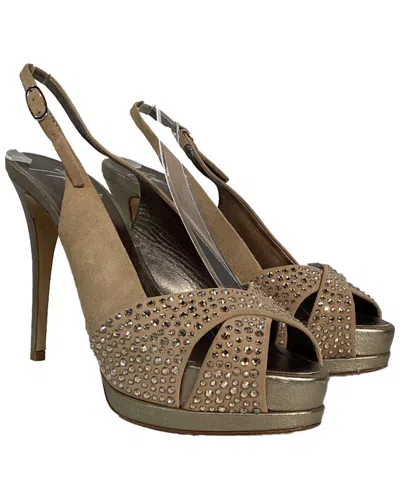 Giuseppe Zanotti Women's Suede Crystal-embellished Slingback Pump (authentic  Pre-loved) In Green