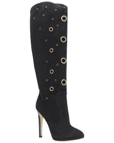 Pre-owned Giuseppe Zanotti Women's Suede Crystal Eyelet High Heel Tall Boot (authentic  Pre-loved)