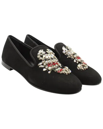 Pre-owned Giuseppe Zanotti Women's Suede Embellished Scorpion Loafer (authentic Pre-loved) In Black
