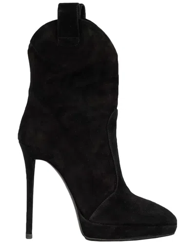 Pre-owned Giuseppe Zanotti Women's Suede Pointy Suede Black Boot - '20's (authentic Pre-loved)