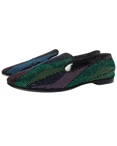 Pre-owned Giuseppe Zanotti Women's Suede Rhinestone Loafer (authentic Pre-loved) In Multi