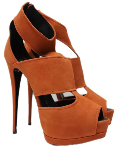 Giuseppe Zanotti Women's Suede Sharon 105 Heel (authentic Pre-loved) In Orange