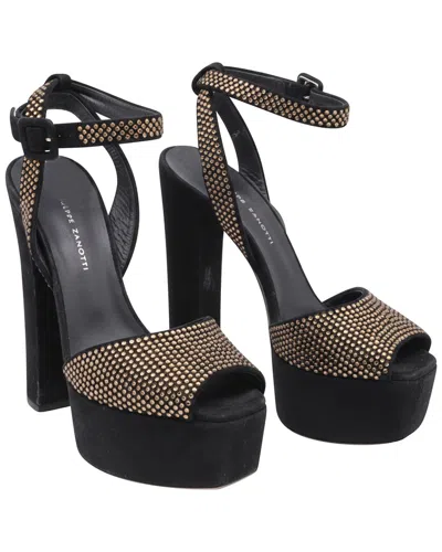 Giuseppe Zanotti Women's Suede Studded Platform Sandal (authentic Pre-loved) In Black
