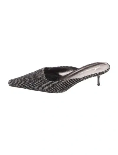 Pre-owned Giuseppe Zanotti Wool Tweed Pattern Mules In Grey