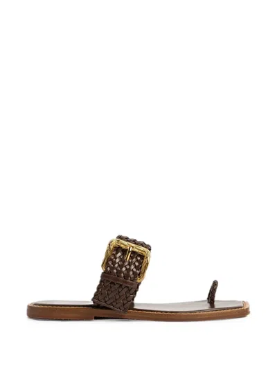 Giuseppe Zanotti Woven-strap Flat Sandals In Brown
