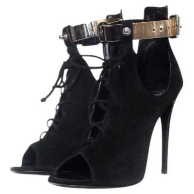 Pre-owned Giuseppe Zanotti X Anja Rubik, Black Suede Gladiator Sandal