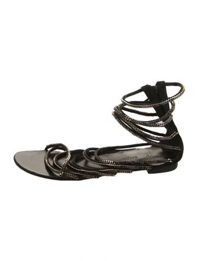 Pre-owned Giuseppe Zanotti X Balmain Leather Gladiator Sandals In Black