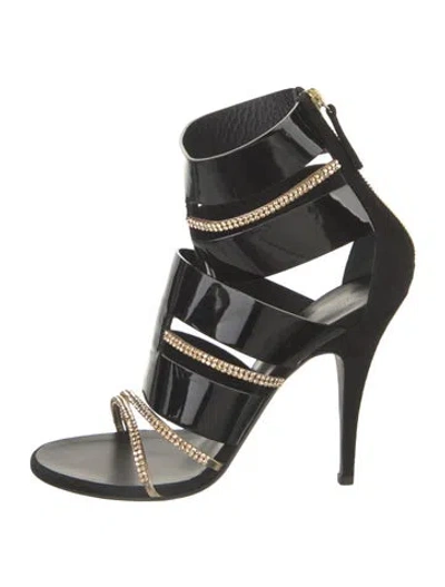 Pre-owned Giuseppe Zanotti X Balmain Patent Leather Gladiator Sandals In Black