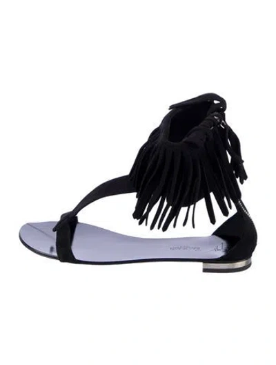 Pre-owned Giuseppe Zanotti X Balmain Suede Gladiator Sandals In Blue