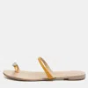 Giuseppe Zanotti Yellow Patent Leather Crystal Embellished Toe Ring Flat Sandals In Yellow