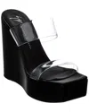 Giuseppe Zanotti Zanilla 90 Vinyl & Leather Wedge Sandal In Black
