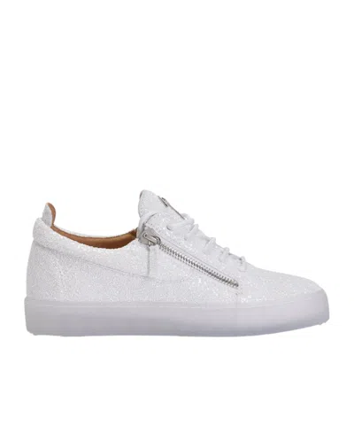 Giuseppe Zanotti Zip-detail Glitter Trainers In White