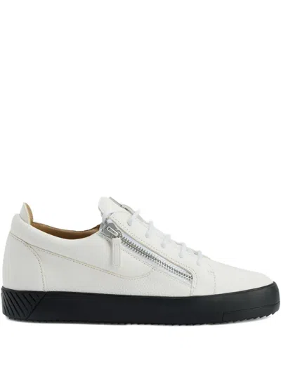 Giuseppe Zanotti Zip-detail Leather Low-top Sneakers In White