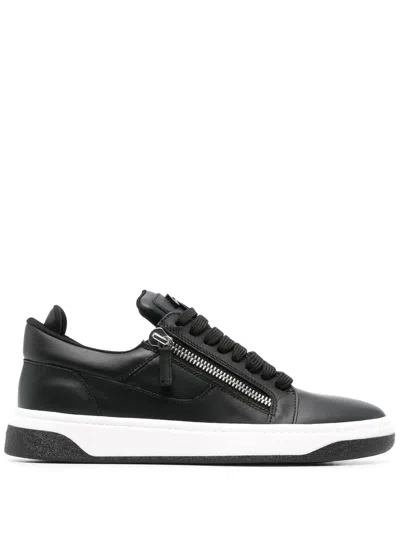 Giuseppe Zanotti Zip-details Low-top Sneakers In Black