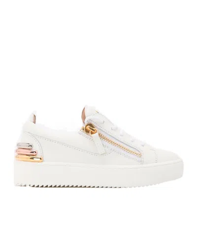 Giuseppe Zanotti Zip-details Leather Sneakers In White