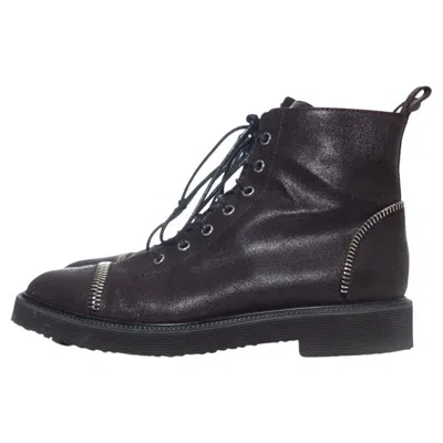 Pre-owned Giuseppe Zanotti , Zipper Lace Up Biker Boots In Black
