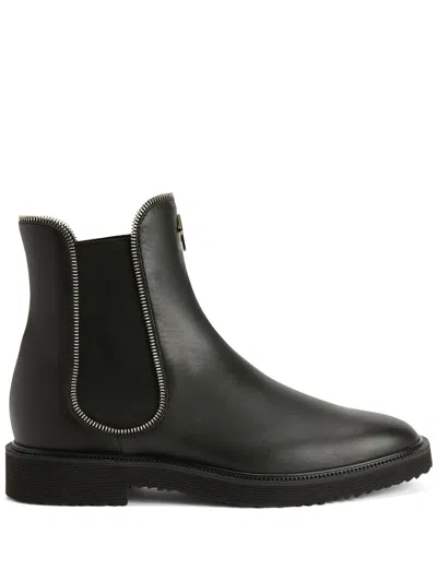 Giuseppe Zanotti Zipper-lined Leather Boots In Schwarz