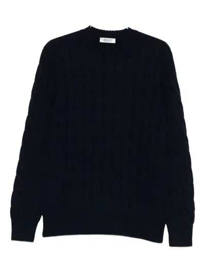 Giuuno Cable-knit Crew-neck Sweater In Black