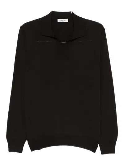 Giuuno Fein Gestrickter Pullover In Black
