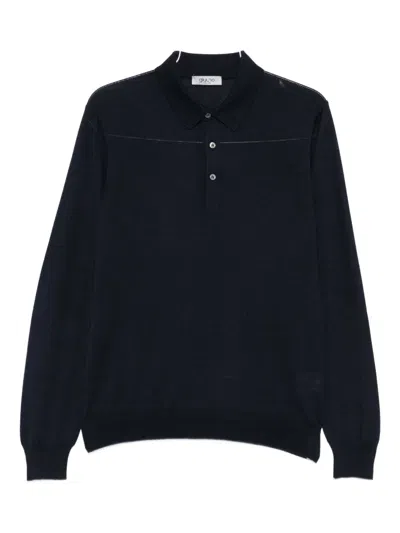 Giuuno Long-sleeve Polo Shirt In Blue