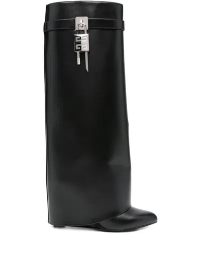 Pre-owned Givenchy 100mm Leather Knee-high Boots In Black
