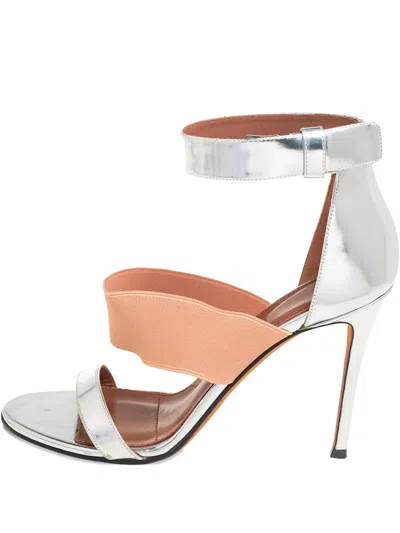 Pre-owned Givenchy 105mm Elasticated-strap Leather Sandals In Gray