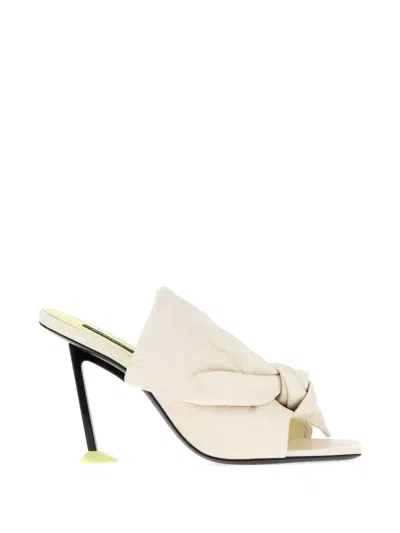 Givenchy Leather Boudoir Mules Knot Detail Peep Toe In White