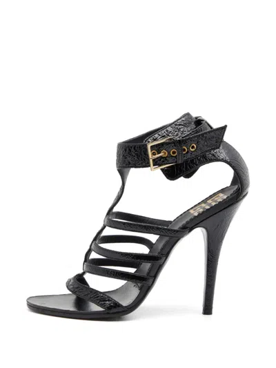 Pre-owned Givenchy 115mm Patent Leather Heeled Sandals In Black