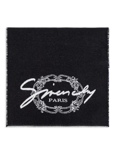 Givenchy Rectangular Scarf Frayed Edges Embroidered Detail In Burgundy