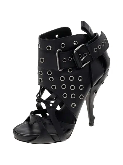 Pre-owned Givenchy 130mm Strappy Ankle Boots In Black