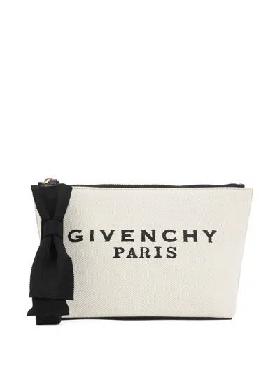 Givenchy 17cm Height X 20cm Width X 10cm Depth Canvas Mini Shoulder Bag With Knotted Strap In White