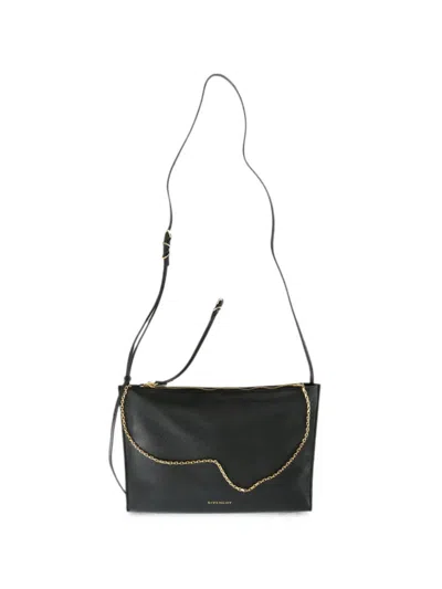 Givenchy 18 Cm X 24 Cm Leather Mini Crossbody Wallet Bag With Chain Strap In Nero