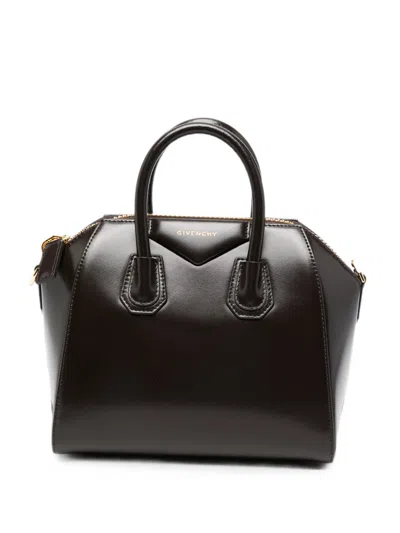 Givenchy 19 Cm X 26 Cm X 13 Cm Mini Calf Leather Shoulder Bag With Gold-tone Hardware In Marrone