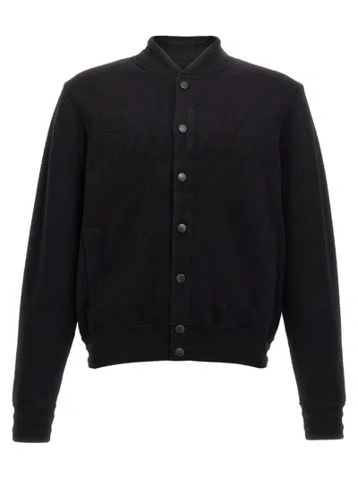 Givenchy Black Jacquard Logo Bomber Jacket In 001-black