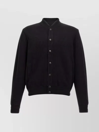 Givenchy Black Jacquard Logo Bomber Jacket In 001-black