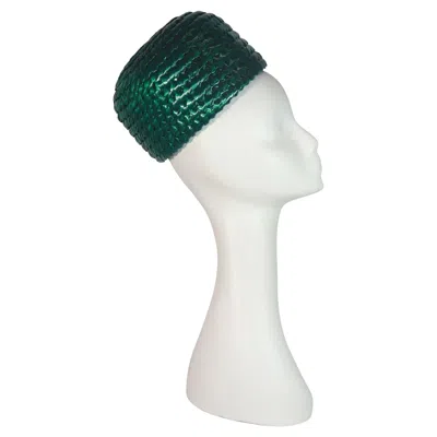 Pre-owned Givenchy 1960s Emerald Green Fine Raffia Straw Pillbox Hat