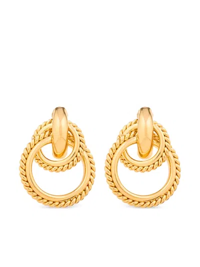 Pre-owned Givenchy 1980s Clip-on Hoop Earrings In Gold