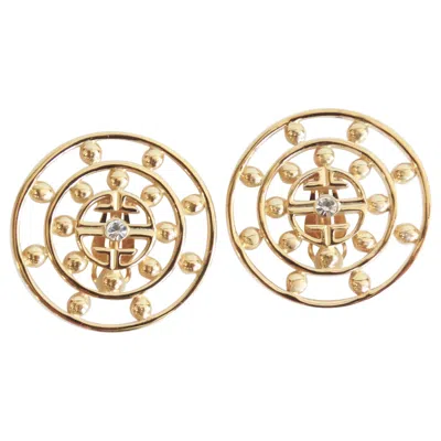 Pre-owned Givenchy 1980s Clip On Medallion Earrings In Sand