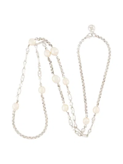 Pre-owned Givenchy 1980s Faux-pearl Necklace In Silver